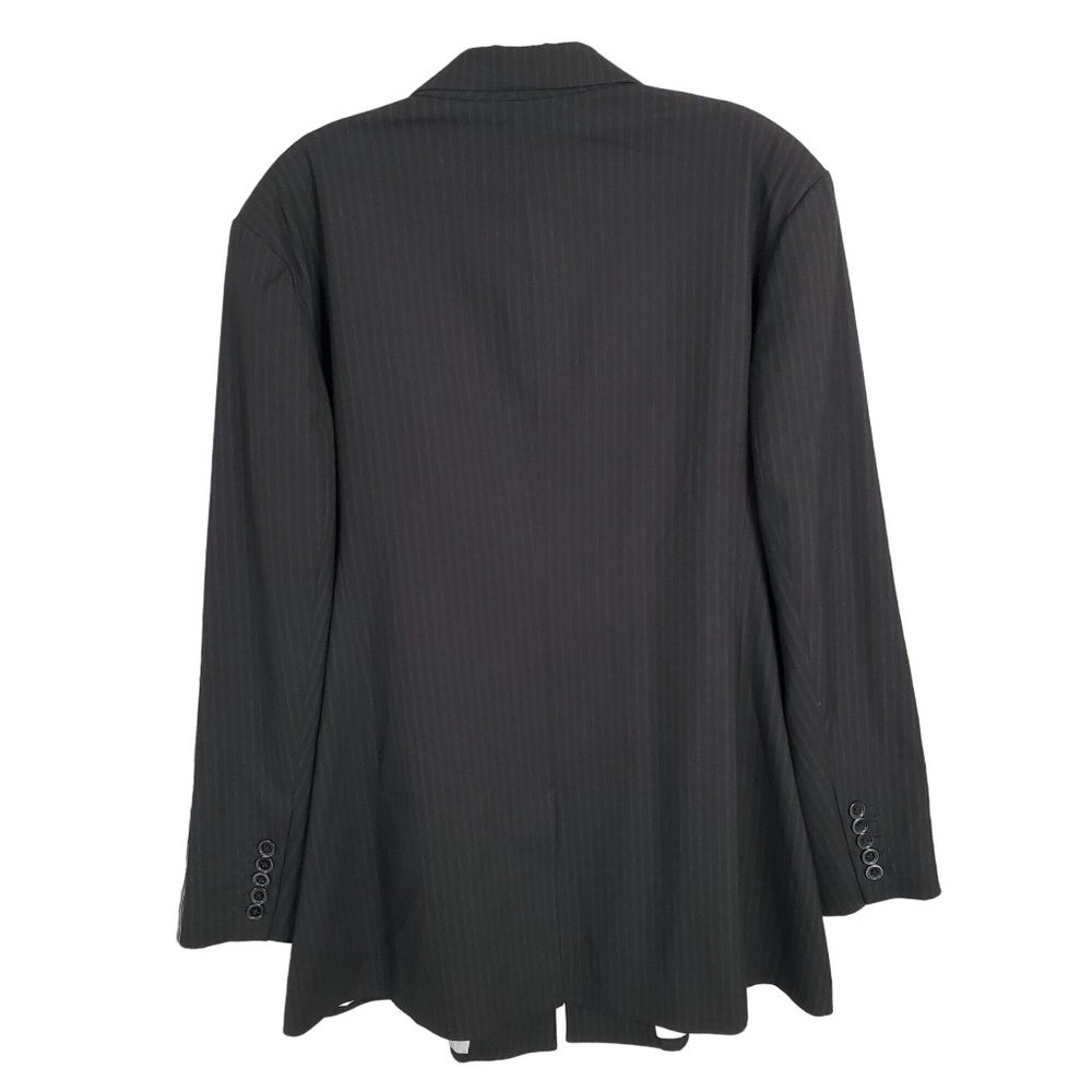 Chico's 3 Size XL Jacket Blazer Menswear Inspired Pinstripe Lined Pockets Black - Picture 3 of 9